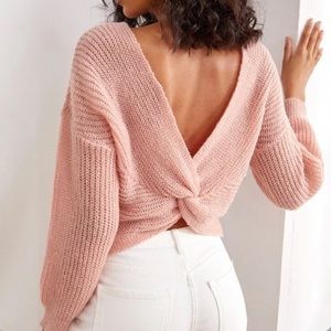 Rose Pink Twist Knit Sweater